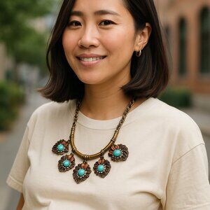 Stunning Statement Necklace Southwestern Vibes Boho Hippie Cowgirl Native READ